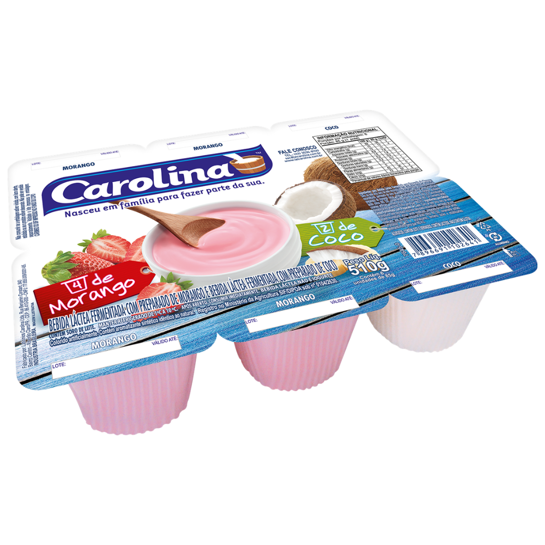 MORANGO E COCO BANDEJA 510g CAROLINA