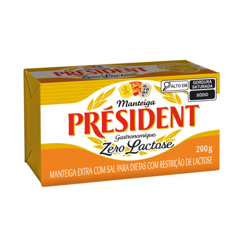 Manteiga Extra com Sal Zero Lactose Président Gastronomique 200g