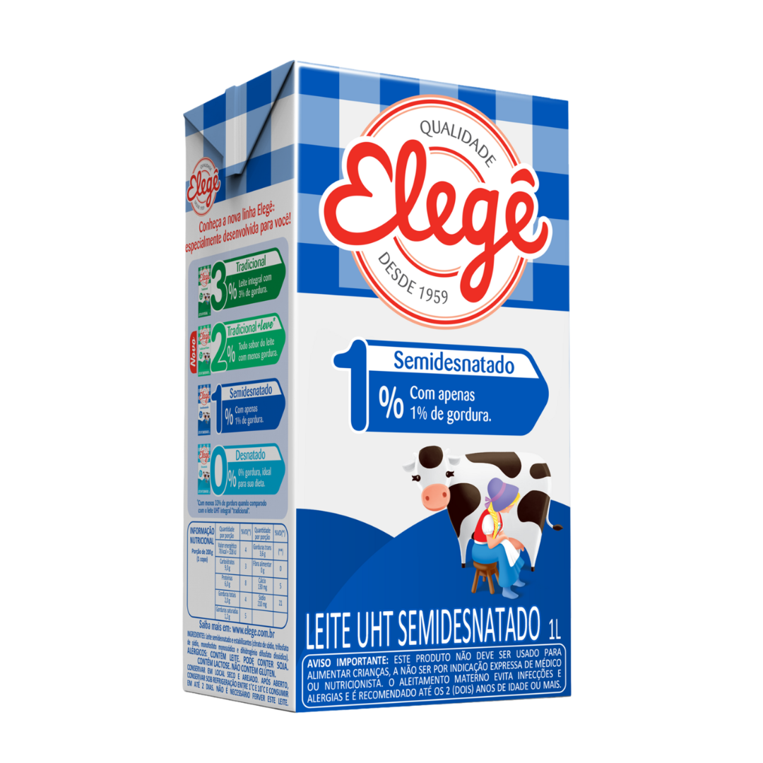 Leite UHT Semidesnatado Elegê Caixa 1l