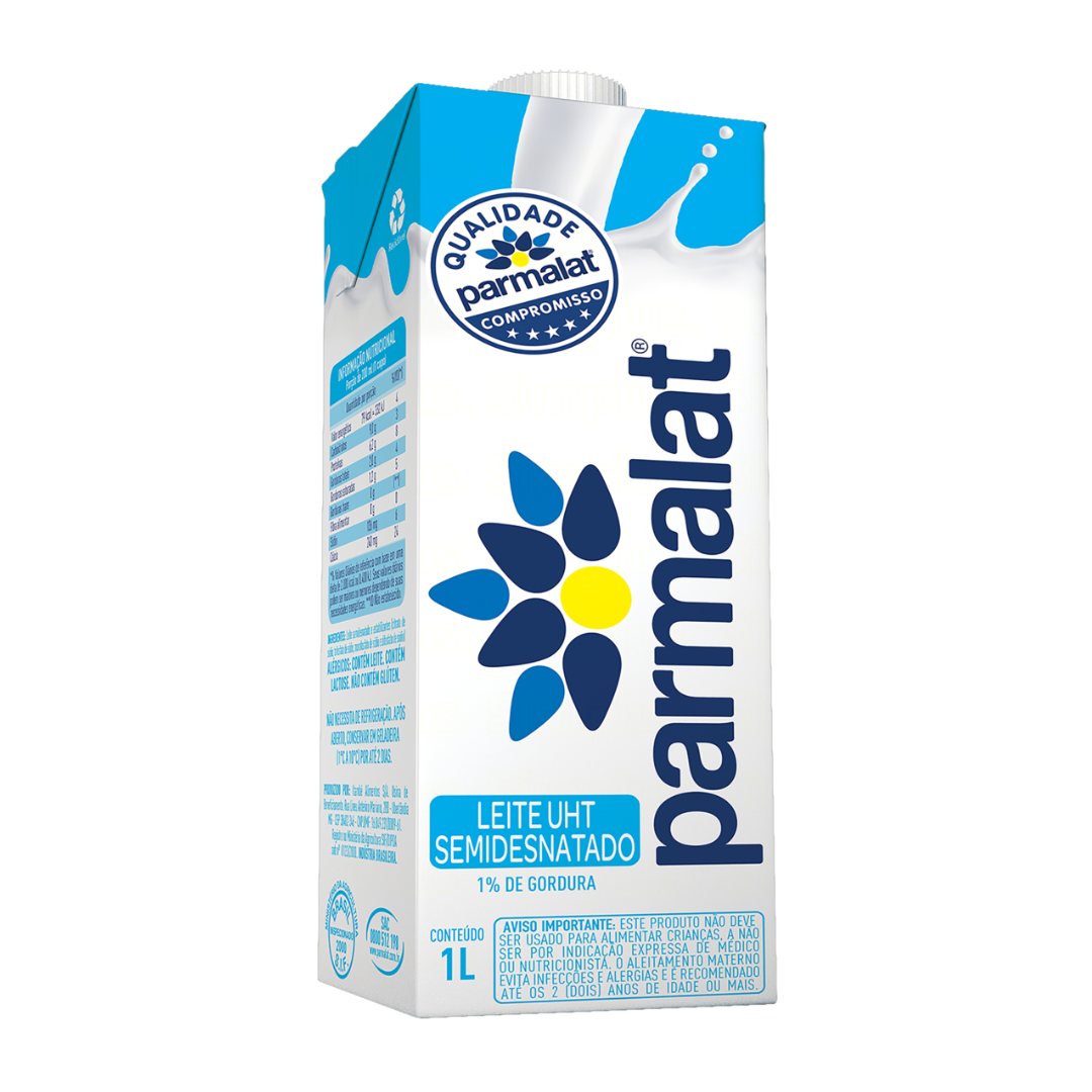 Leite UHT Semidesnatado Parmalat Caixa com Tampa 1l