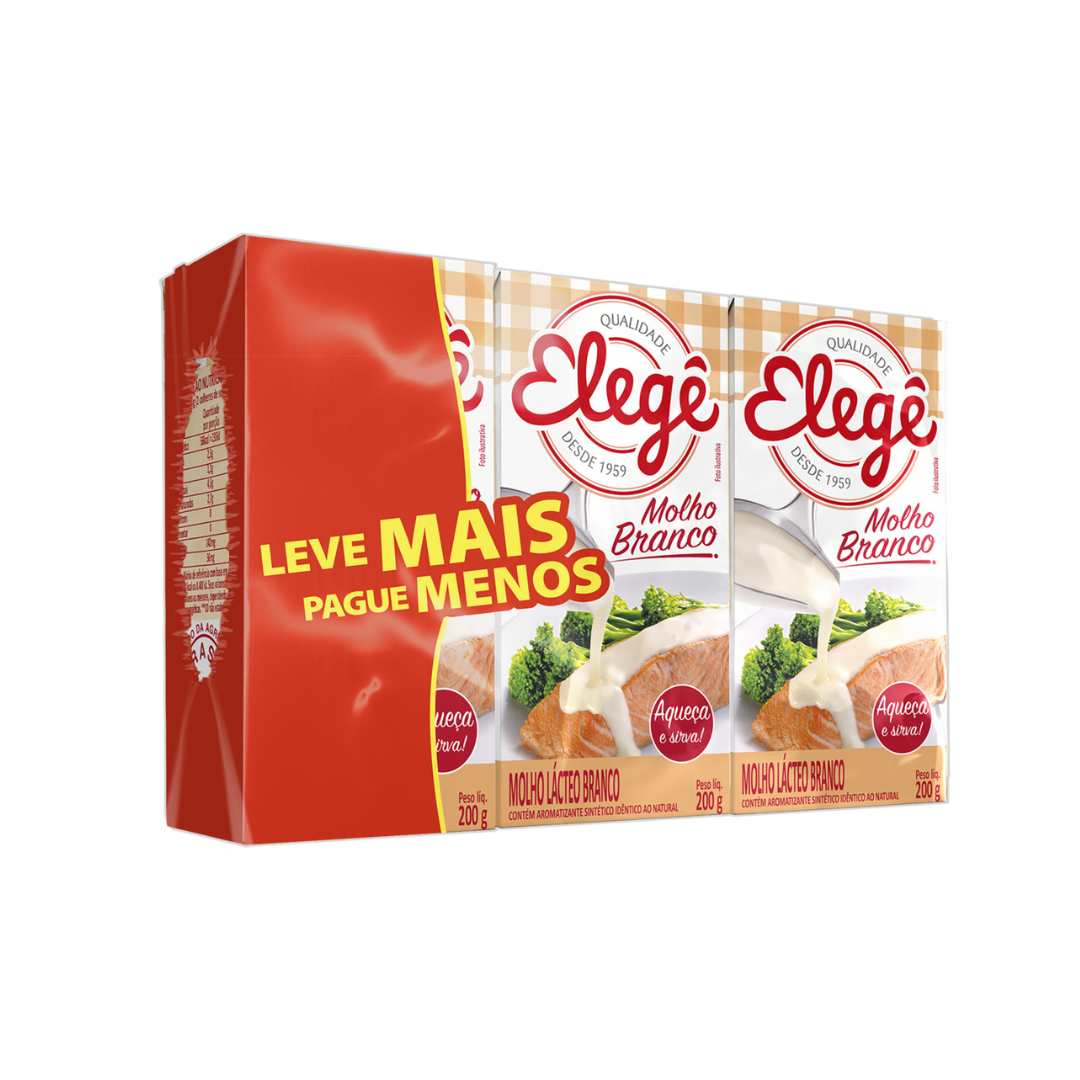 Pack Molho Branco Elegê Caixa 3 Unidades 200g Cada Leve Mais Pague Menos