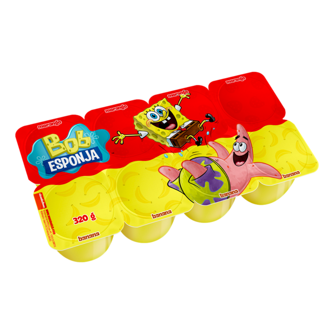 Petit Suisse Morango + Banana Bob Esponja Elegê Bandeja 320g 8 Unidades