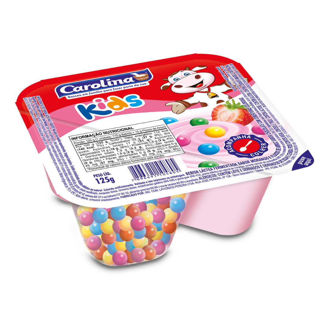 IOGURTE DE BOLINHA COLORIDA KIDS 125g CAROLINA