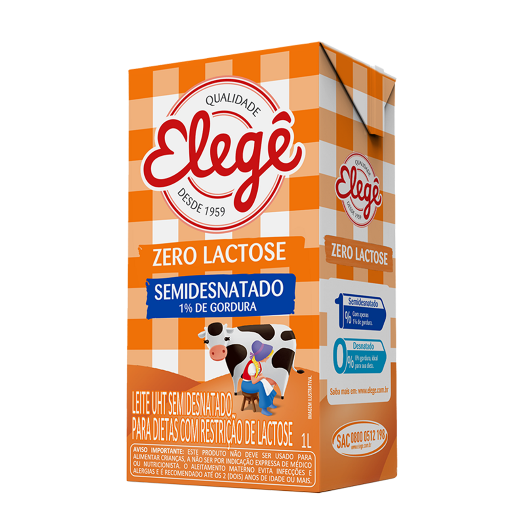 Leite UHT Semidesnatado Zero Lactose Elegê Caixa 1l