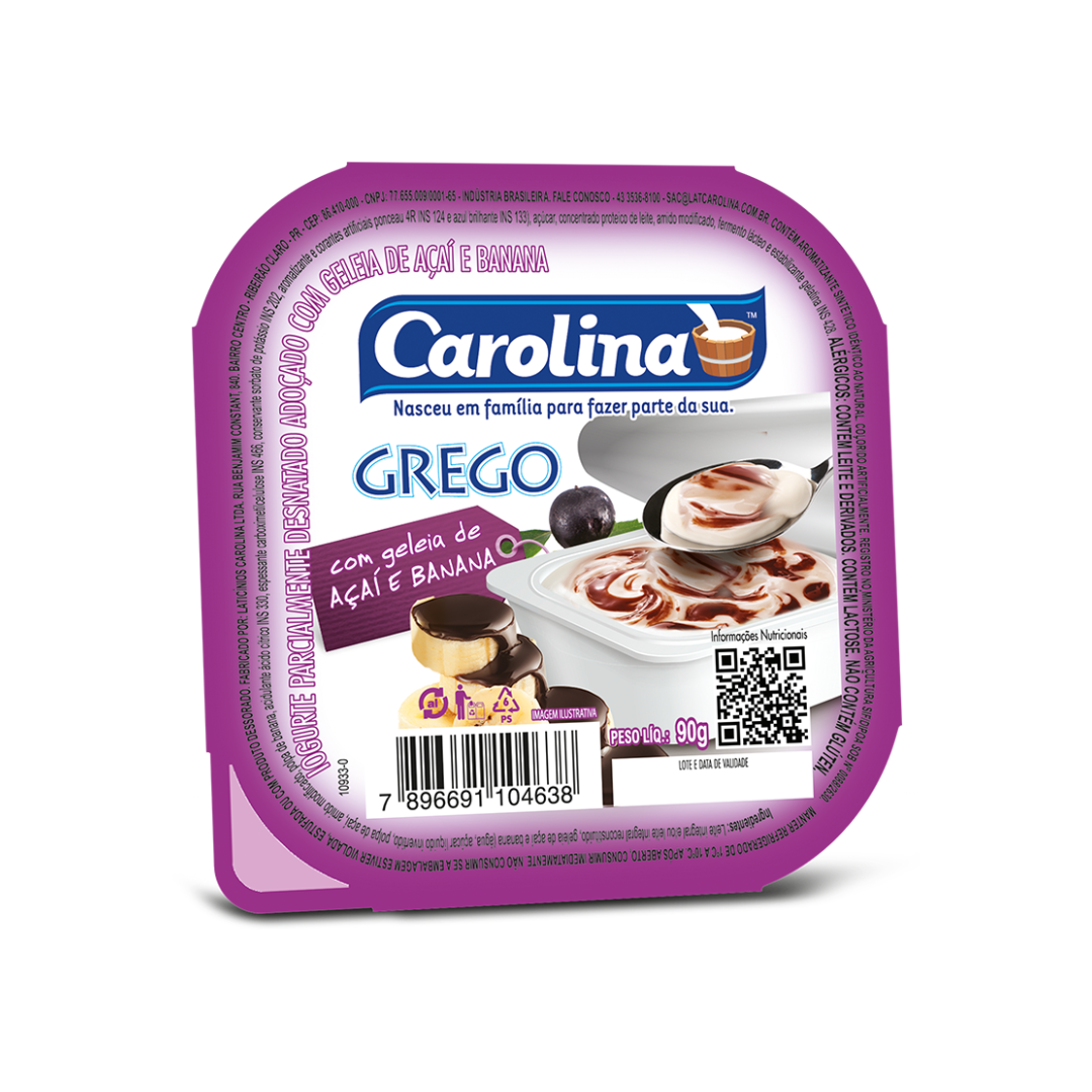 IOGURTE DE ACAI COM BANANA GREGO 90G CAROLINA