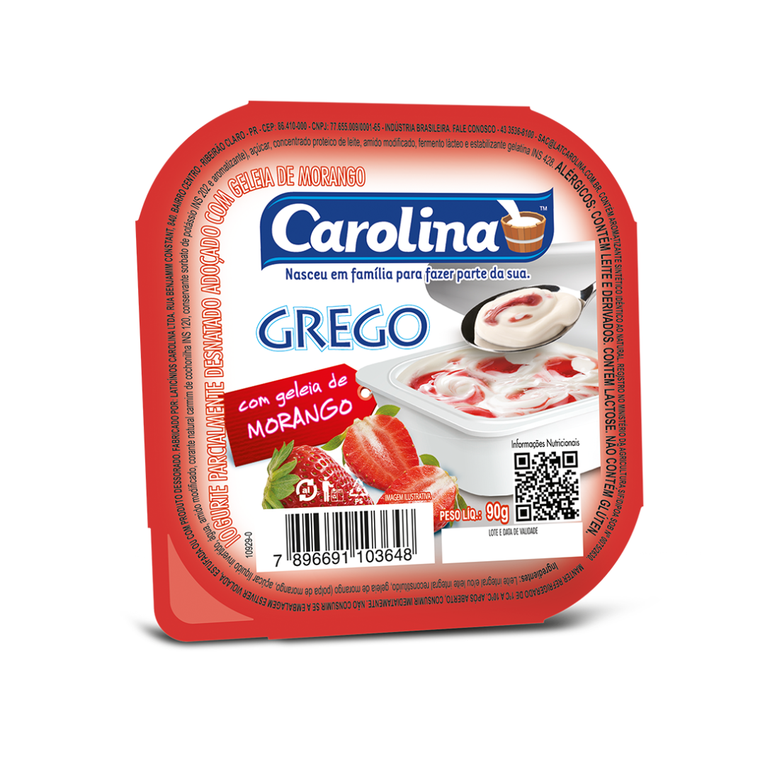 IOGURTE DE MORANGO GREGO 90G CAROLINA