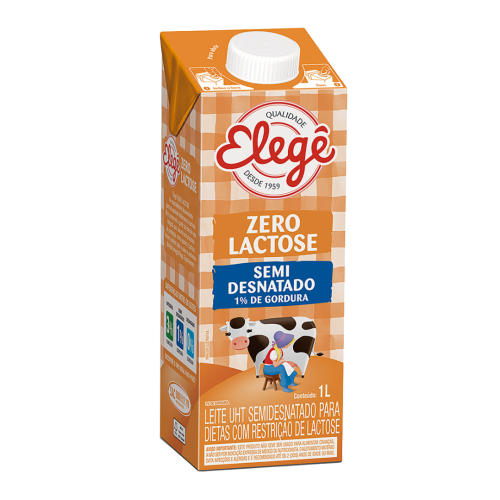 Leite UHT Semidesnatado Zero Lactose Elegê Caixa com Tampa 1l
