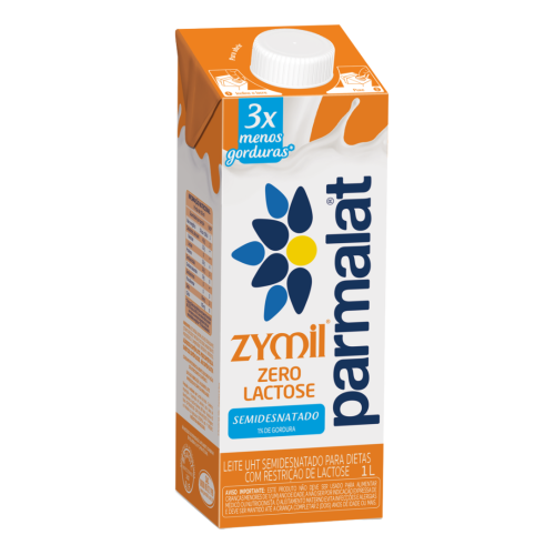 Leite UHT Semidesnatado Zero Lactose Parmalat Zymil Caixa com Tampa 1l