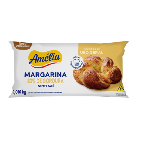 Amélia margarina 80% de gordura sem sal 1,010KG