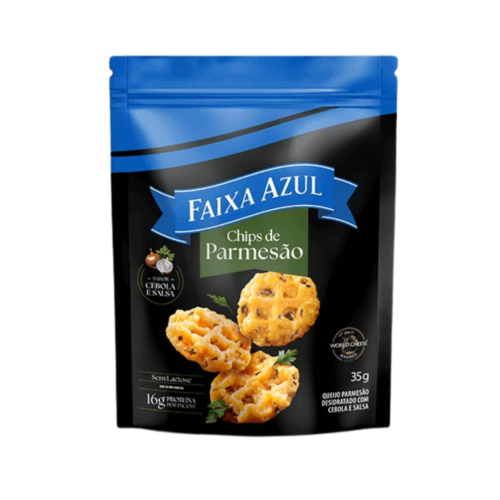 Faixa Azul chips de parmesão sabor cebola 35G