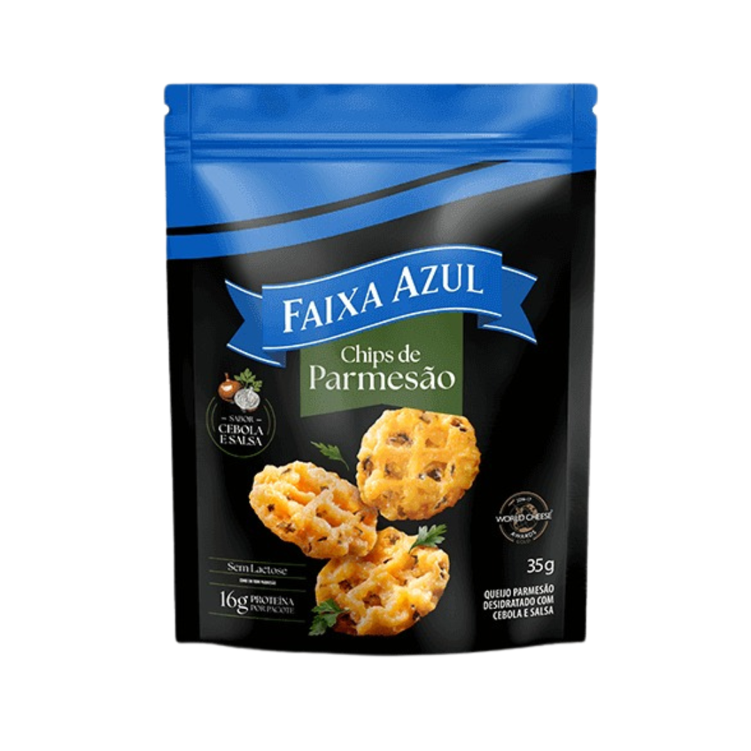 Faixa Azul chips de parmesão sabor cebola 35G